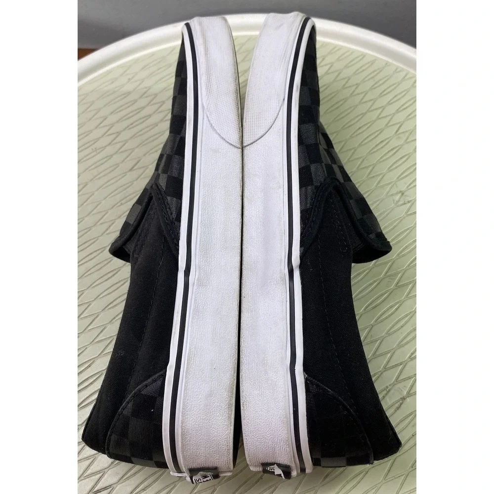 Vans Unisex Black Slip-On Checker Skateboard‎ Shoes Men-8.5 Wom.10 Sneakers